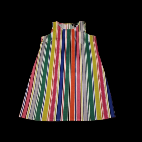 MSK LINEN BLEND MULTI COLOR STRIPED SLEEVELESS SHIFT DRESS SZ SMALL - Picture 2 of 10